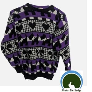 Vintage Jet Set Purple Scottie Dog Pullover Sweater Girls' Large 14 H2 Cottage